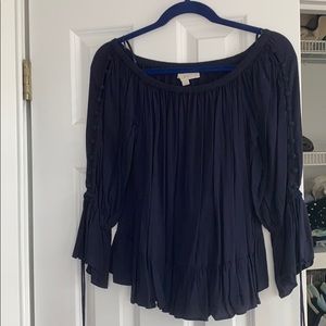 Off the shoulder loft navy shirt